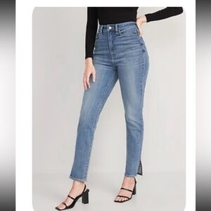 size 26 old navy higher waist OG straights side slit ankle jeans for women.